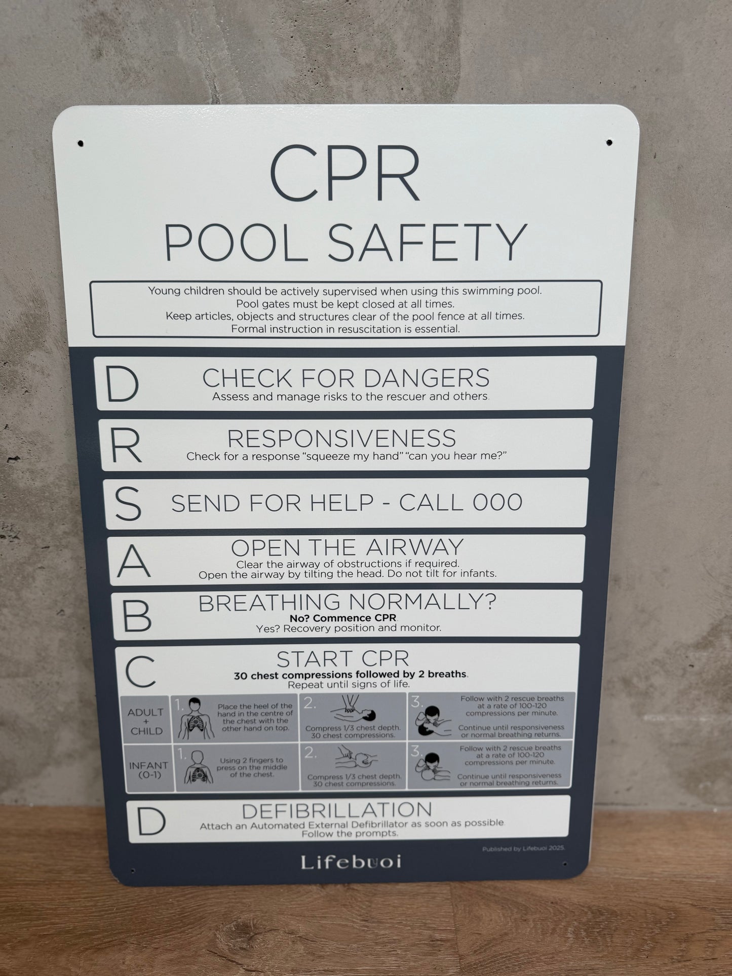 Rectangle CPR Sign - Slate - National Compliance