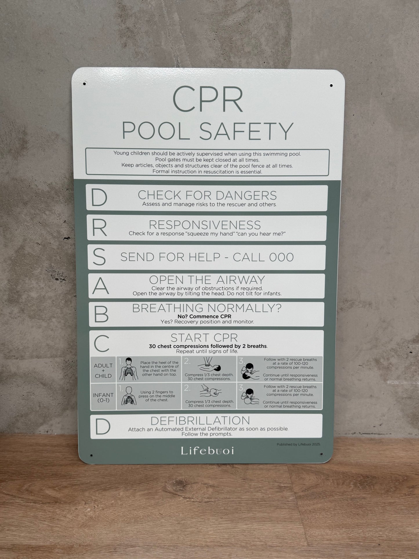Rectangle CPR Sign - Eucalyptus - National Compliance