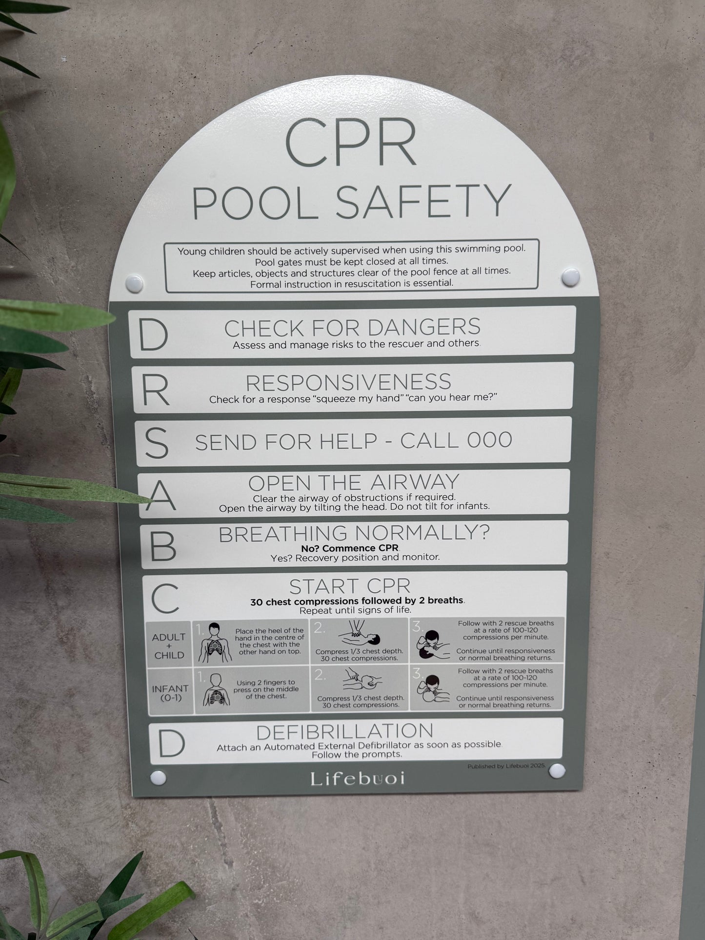Arch CPR Sign - Eucalyptus - National Compliance