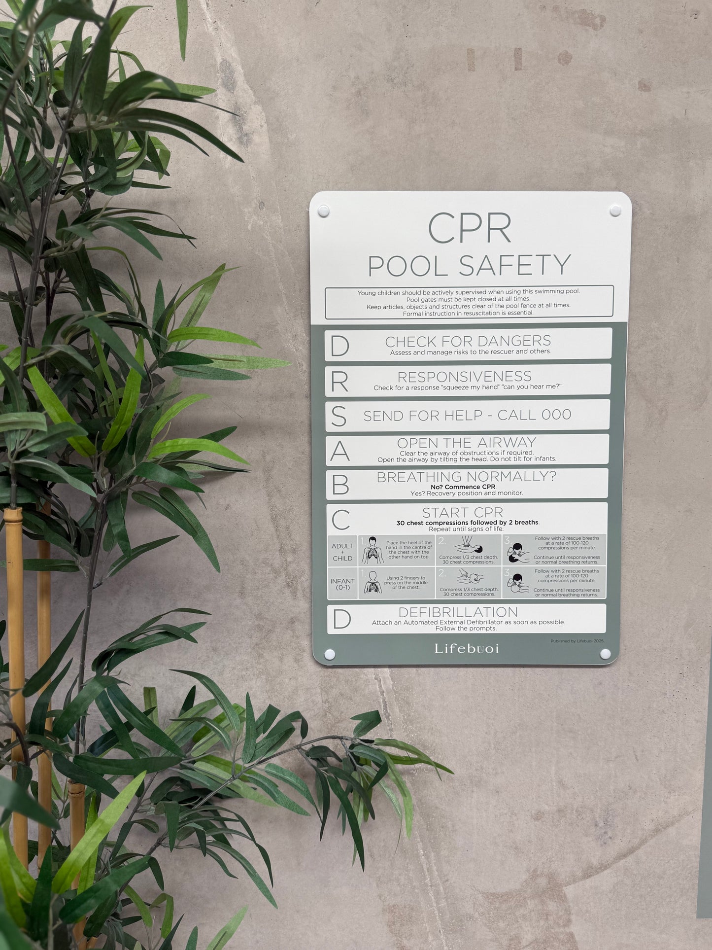 Rectangle CPR Sign - Eucalyptus - National Compliance