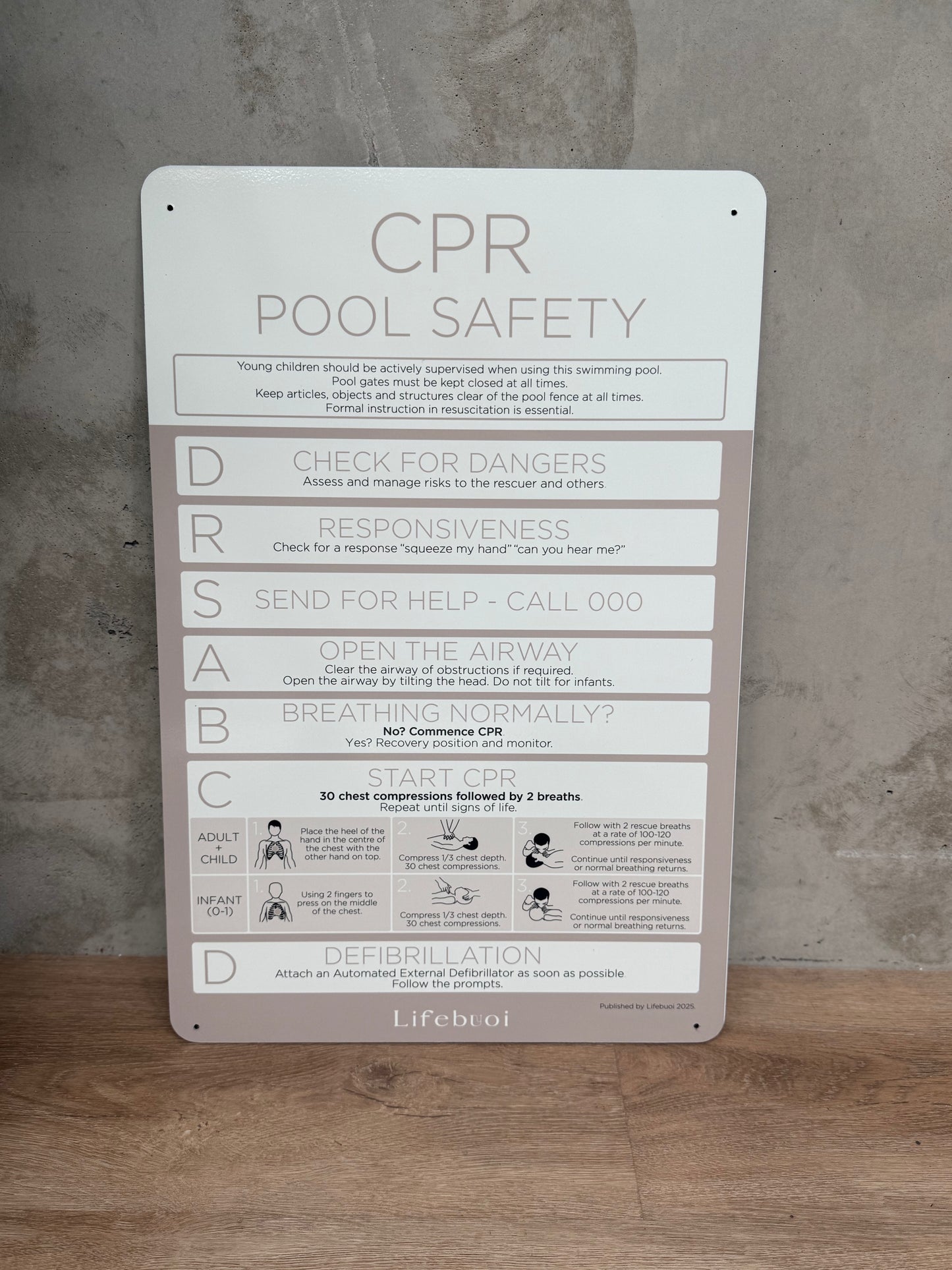 Rectangle CPR Sign - Taupe - National Compliance