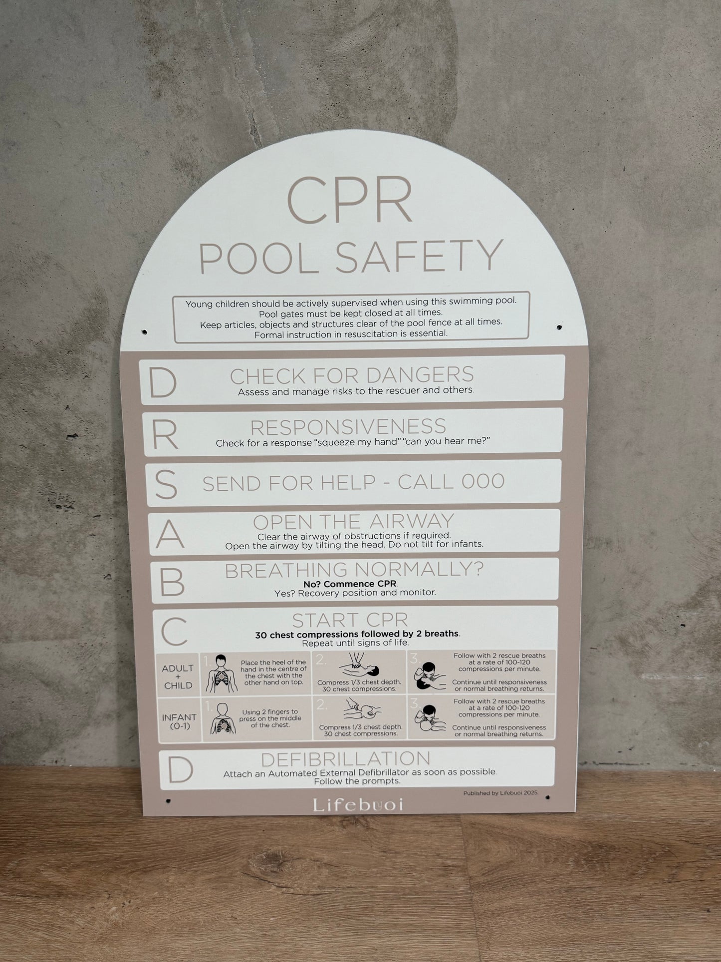 Arch CPR Sign - Taupe - National Compliance