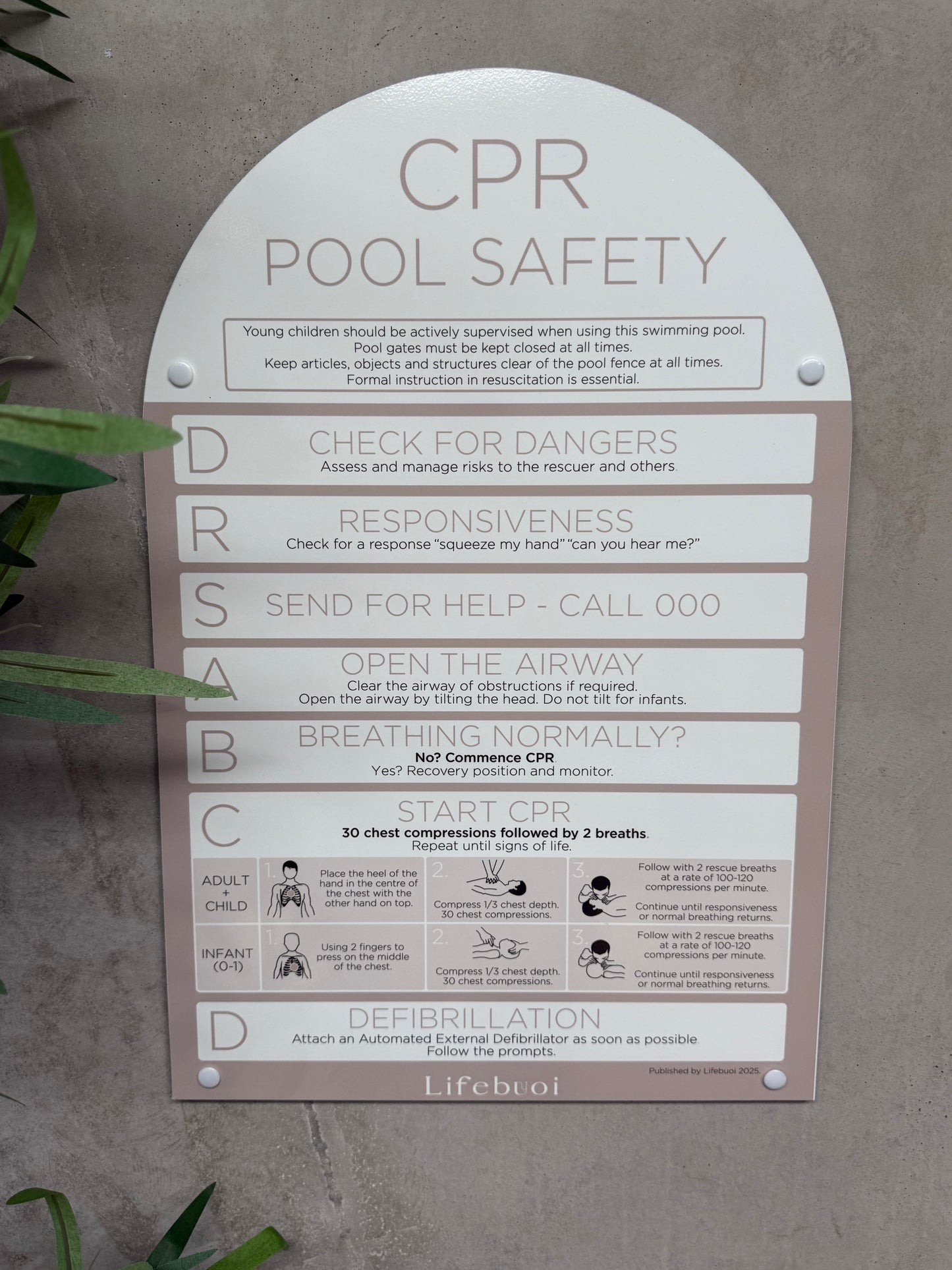 Arch CPR Sign - Taupe - National Compliance